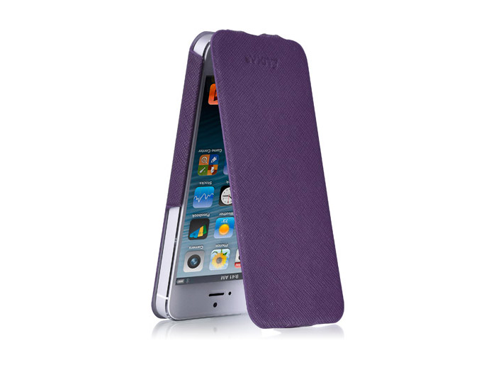 posh iphone5下掀式真皮皮套(紫)
